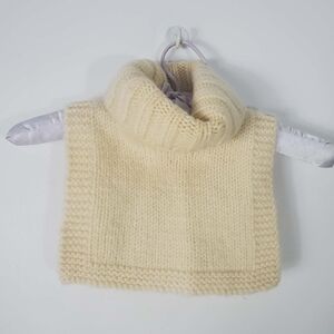 Vintage Handmade 100% Wool Cream Knit Kids Scarf